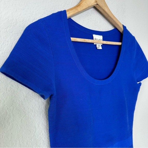 Reiss Hallie Ribbed Fit And Flare Blue Dress - Picture 9 of 13